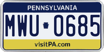 PA license plate MWU0685