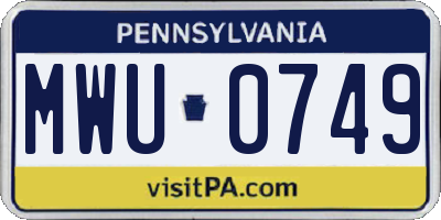 PA license plate MWU0749