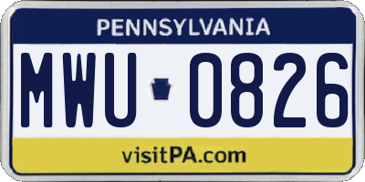 PA license plate MWU0826