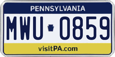PA license plate MWU0859