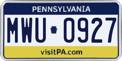 PA license plate MWU0927