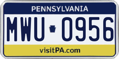 PA license plate MWU0956