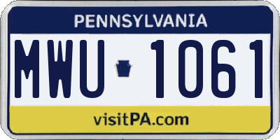 PA license plate MWU1061