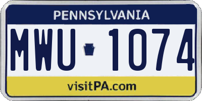 PA license plate MWU1074