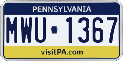 PA license plate MWU1367
