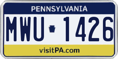 PA license plate MWU1426