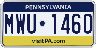 PA license plate MWU1460