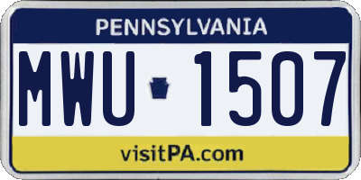 PA license plate MWU1507