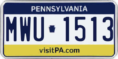 PA license plate MWU1513