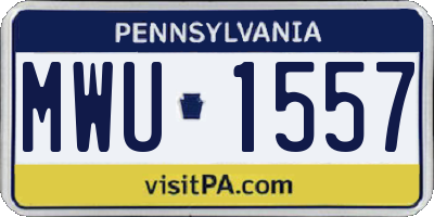 PA license plate MWU1557