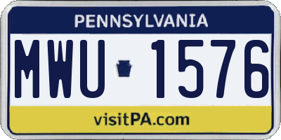 PA license plate MWU1576
