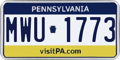 PA license plate MWU1773