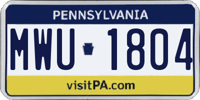 PA license plate MWU1804