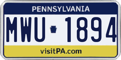 PA license plate MWU1894