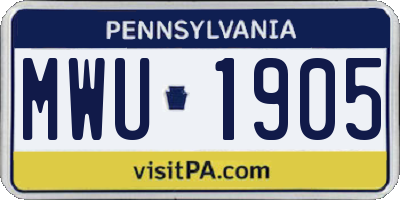 PA license plate MWU1905