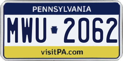 PA license plate MWU2062