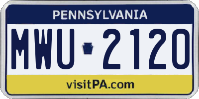 PA license plate MWU2120