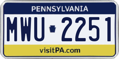 PA license plate MWU2251