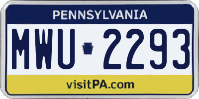 PA license plate MWU2293