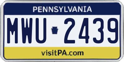 PA license plate MWU2439