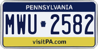 PA license plate MWU2582
