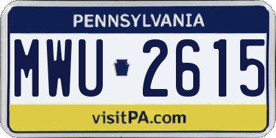 PA license plate MWU2615