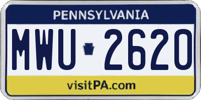 PA license plate MWU2620