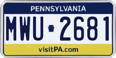 PA license plate MWU2681