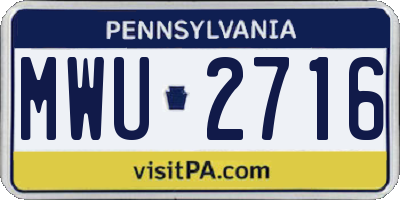 PA license plate MWU2716