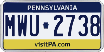 PA license plate MWU2738