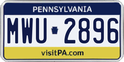 PA license plate MWU2896