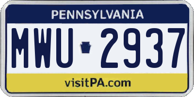 PA license plate MWU2937