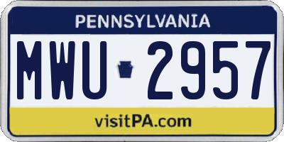 PA license plate MWU2957