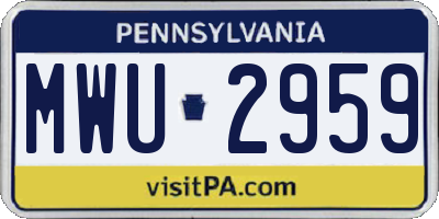 PA license plate MWU2959