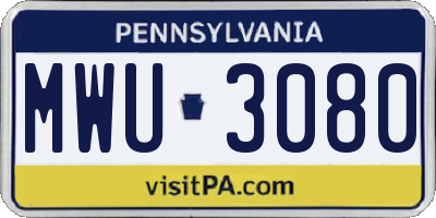PA license plate MWU3080