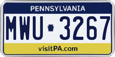 PA license plate MWU3267