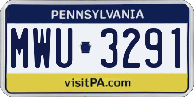 PA license plate MWU3291