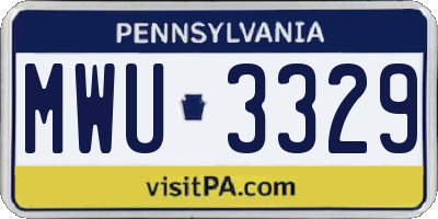PA license plate MWU3329