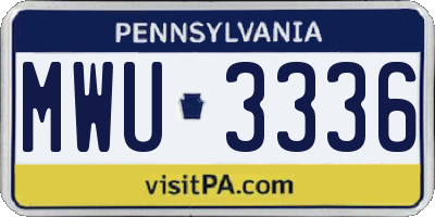 PA license plate MWU3336