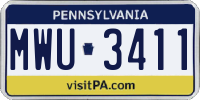 PA license plate MWU3411