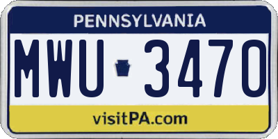 PA license plate MWU3470