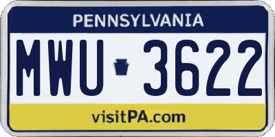 PA license plate MWU3622