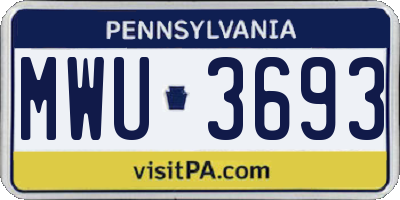 PA license plate MWU3693