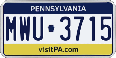 PA license plate MWU3715