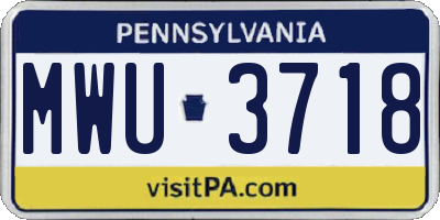 PA license plate MWU3718