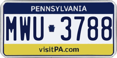 PA license plate MWU3788