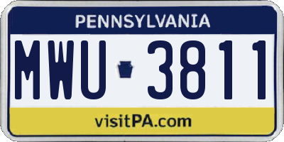 PA license plate MWU3811