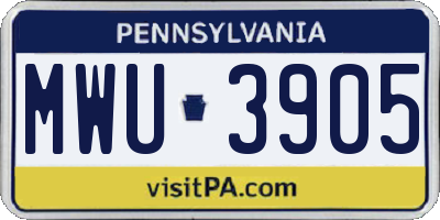 PA license plate MWU3905