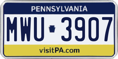 PA license plate MWU3907