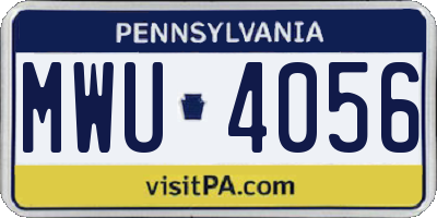 PA license plate MWU4056
